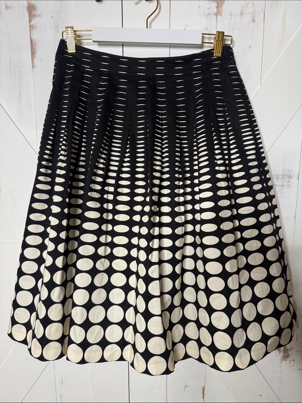 Talbots Black and White Ombre Polka Dot Pleated Midi Skirt - Picture 2 of 9